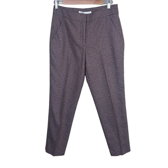 Veronica Beard Gemini Check Crop Pants Red Multi 6 - Picture 4 of 13